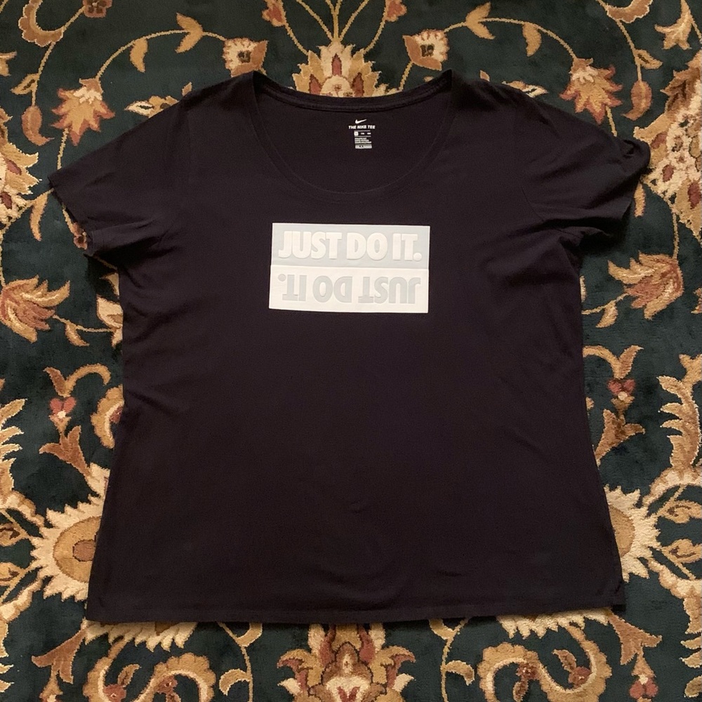 [2/$25] NIKE JUST DO IT FLIPPED BOX LOGO SHORT SLEEVE BLACK T-SHIRT - SIZE XXL